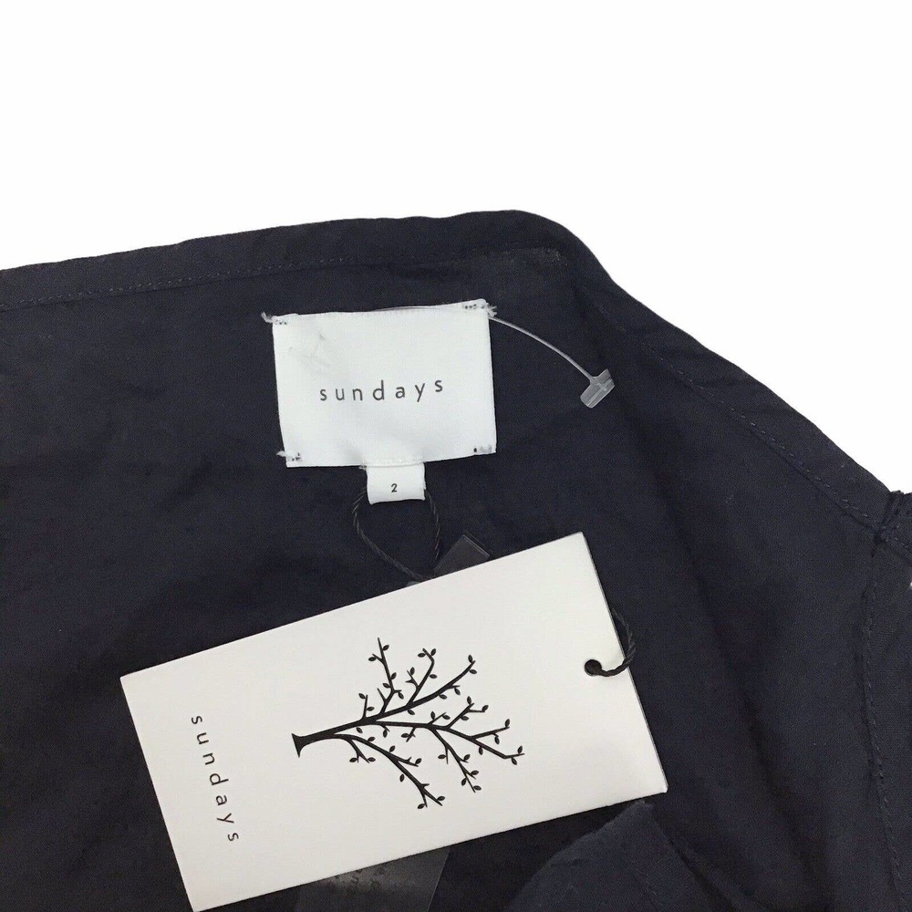 Sundays Navy Blue V Neck Dress Slip Under Liner Lining Size 2 Lightweight Cotton - Picture 4 of 4